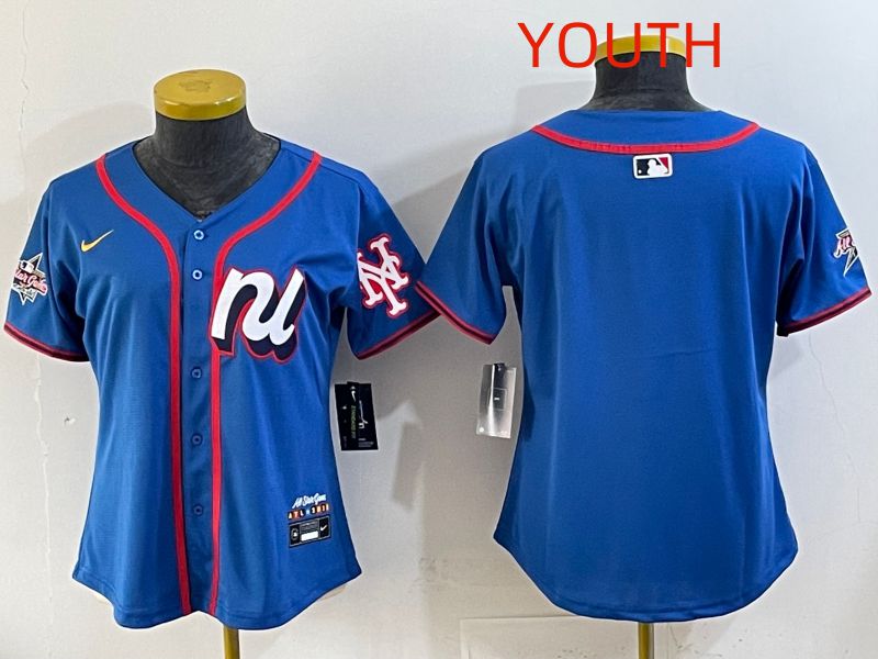 Youth 2025 New York Mets Blank Blue All star Nike MLB Jersey style 02->youth mlb jersey->Youth Jersey